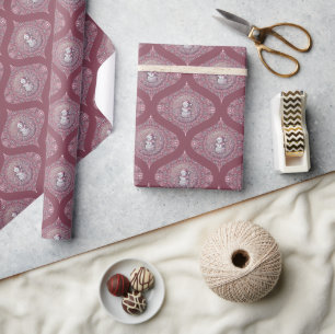 Skurriler rosa Schneemann-Mandala-Retro-Ogee-Damas Geschenkpapier