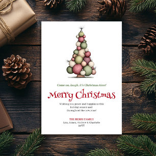 Skurriler roter grüner Weihnachtsbaum-Grußkarte Feiertagskarte
