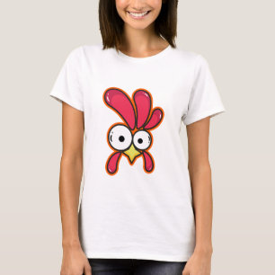 Skurriler Roter Hahn Cartoon-Kunst T-Shirt