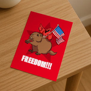 Skurriler Roter Kardinal & Murmeltier Freiheit! Ca Postkarte