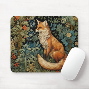 Skurriler Wald-Fuchs Vintage-Botanical-Blumen Mousepad