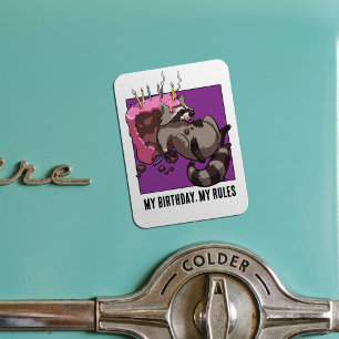 Skurriler Waschbär-Charakter Mein Geburtstag Meine Magnet