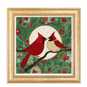 Skurriler Weihnachts-Kardinal-Rotvögel Fotodruck