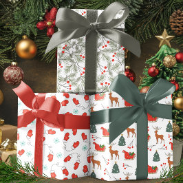 Skurriler Weihnachts-Winter-Wunderland-Set Geschenkpapier Set