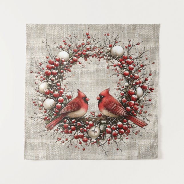 Skurriler Weihnachtskranz Wandteppich (Vorderseite)