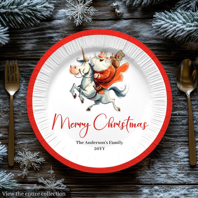 Skurriler Weihnachtsmann Lustige Weihnachtsfeier-T Pappteller (Quirky Santa Claus Funny Christmas Party Plates)