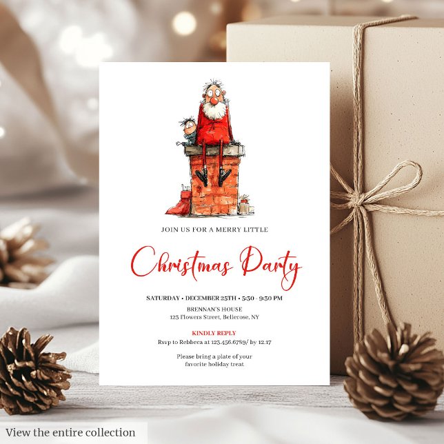 Skurriler Weihnachtsmann-Wasserfarben-Weihnachtsei Einladung (Whimsical Santa Claus Watercolor Christmas Invite)