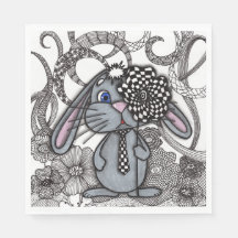 Skurriler Zentangle-Hase mit karierter Krawatte im