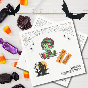 Skurriler Zombie-Pilot-Flugzeug-Kinder-Halloween  Serviette