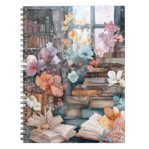 Skurriles Blumen- Pastell-Bibliotheksbuch-Kunstnot Notizblock