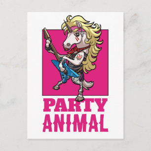 Skurriles Einhorn 80er Glam Metal Party Tier Carto Postkarte
