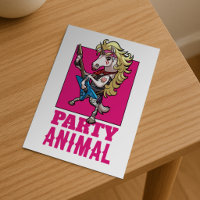 Skurriles Einhorn 80er Glam Metal Party Tier Carto