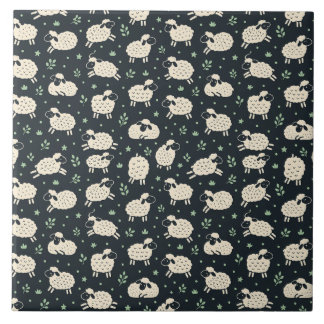 Skurriles Fluffschaf-Muster Fliese