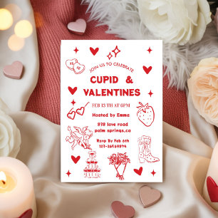 Skurriles Galentines-Cupid- und Galentine's-Party Einladung