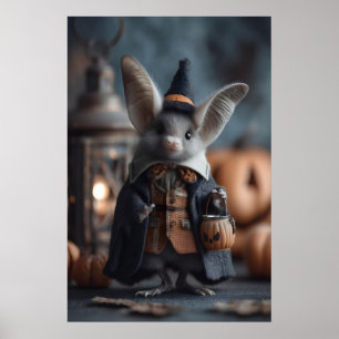 Skurriles Halloween-Fledermaus-Kunstwerk, Hexenkos Poster