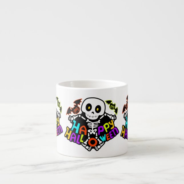 Skurriles Halloween-Skelett- und Fledermausdesign Espressotasse (Vorderseite)