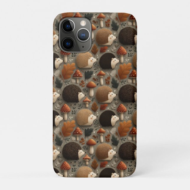 Skurriles Herbst-Igel- und Pilzmuster Case-Mate iPhone Hülle (Rückseite)
