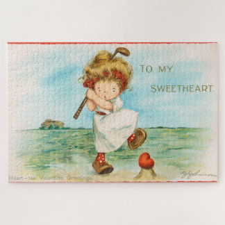 Skurriles, kitschiges Golf Valentinstagsthema, cir Puzzle