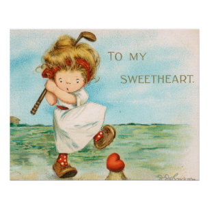 Skurriles kitschiges Golf Valentinstagsthema, circ Poster