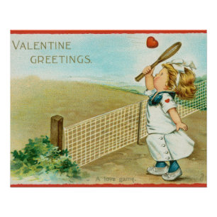 Skurriles kitschiges Tennis Valentinstag-Thema, ci Poster