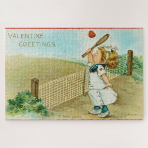 Skurriles kitschiges Tennis Valentinstag-Thema, ci Puzzle