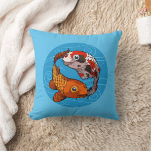 Skurriles Koi-Karpfen Yin Yang Design Fischillustr Kissen