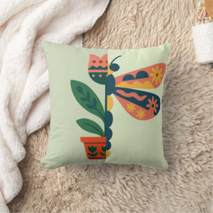 Skurriles Libellen-Blumendesign Kissen