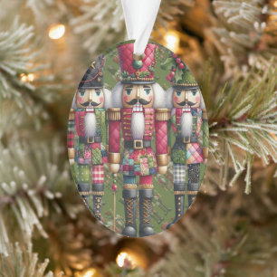 Skurriles Patchwork-Weihnachts-Nussknacker-Trio Ornament