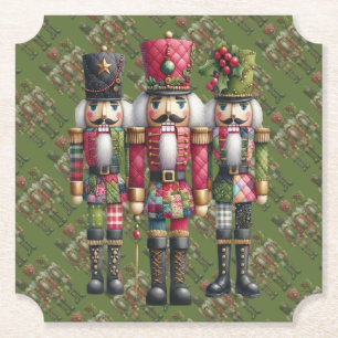 Skurriles Patchwork-Weihnachts-Nussknacker-Trio Untersetzer