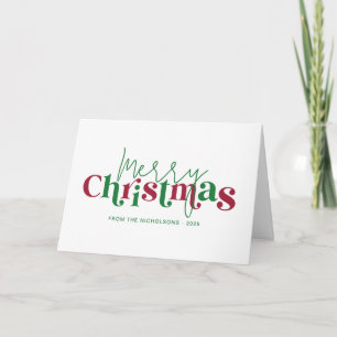 Skurriles Retro-Frohe Weihnachten mit Familienname Karte