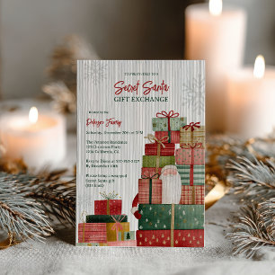 Skurriles Rot Grün Secret Santa Weihnachtsfeier Einladung