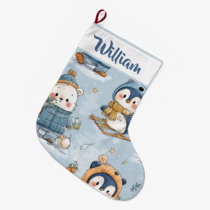 Skurriles Schneemuster Weihnachtsstrumpf Großer Weihnachtsstrumpf