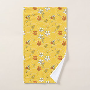 Skurriles Sonniges Honigwaben- und Wildblumen-Hand Handtuch