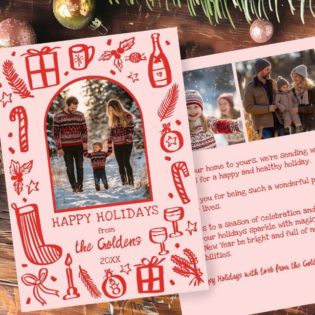 Skurriles Weihnachten  Individueller Torbogen mit  (Whimsical Christmas Cute Custom Arch 3 PHOTO Holiday Card
)