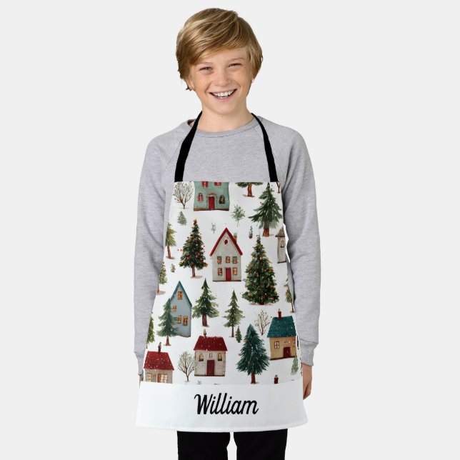 Skurriles Weihnachts-Apron – Name des Kindes Schürze (Getragen)