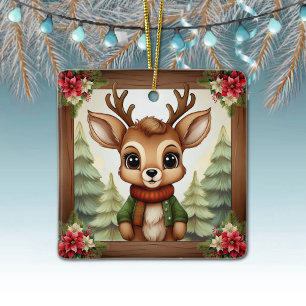 Skurriles Weihnachts-Rentier-Feiertags-Dekoration Keramikornament