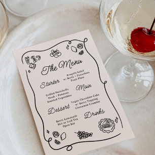 Skurriles & Whimsisches Hochzeitsmenü Menükarte
