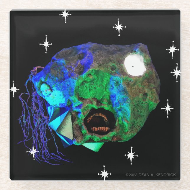 Skwoove Master Asteroidhead mit Stars Alien Glasuntersetzer (Vorderseite)