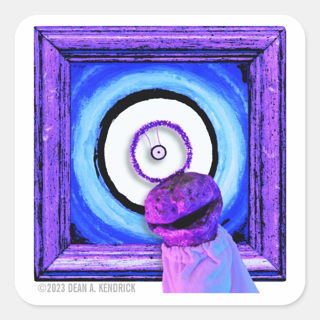 Skwot Above Assie the Barker auf der Alien des Aug Quadratischer Aufkleber (Vorderseite)