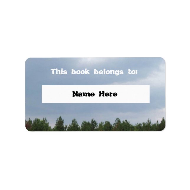 "Sky and Clouds Book Label" Adressaufkleber (Vorne)