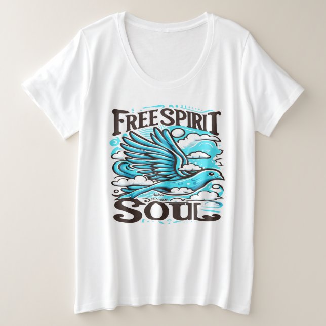 Sky Bird mit freiem Geist und Soul Große Größe T-Shirt (Design vorne)