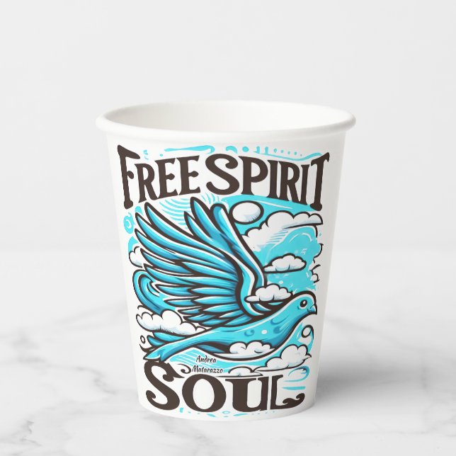 Sky Bird mit freiem Geist und Soul Pappbecher (Vorderseite)