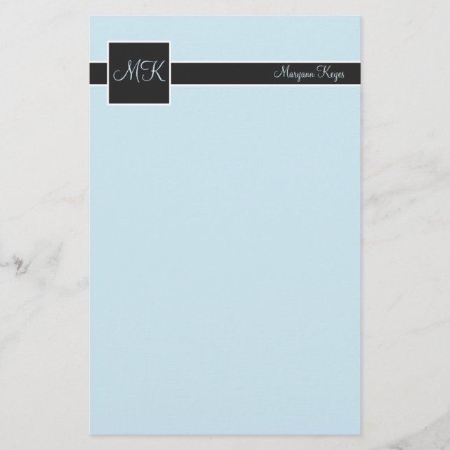 Sky & Black Color Block Stationierung Briefpapier (Vorderseite)