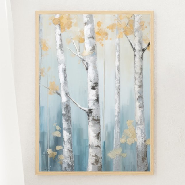 Sky Blue and Beige Birch Trees Forest Print 2of 3 Poster (Von Creator hochgeladen)