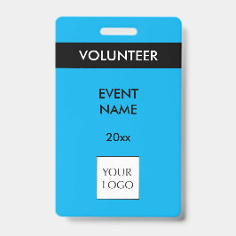 Sky Blue and Black Event Volunteer Logo Abzeichen Ausweis