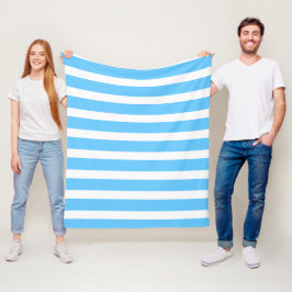 Sky Blue and White Cabana Stripes Fleecedecke