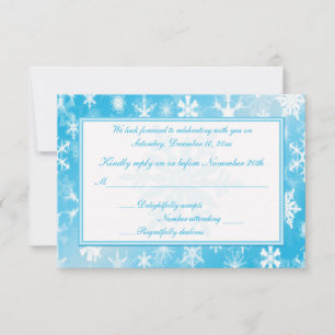 Sky Blue and White Snowflakes Repcard Einladung