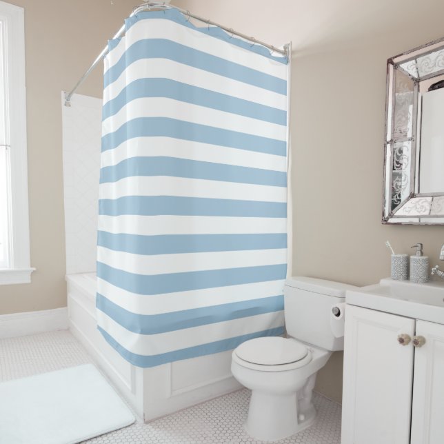 Sky Blue and White Stripes Shower Curtain Duschvorhang (Beispiel)