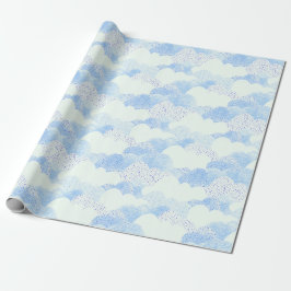 Sky Blue and White Textured Abstrakt Clouds Geschenkpapier