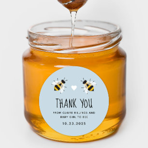 Sky Blue Baby to Bee Shower Vielen Dank Runder Aufkleber